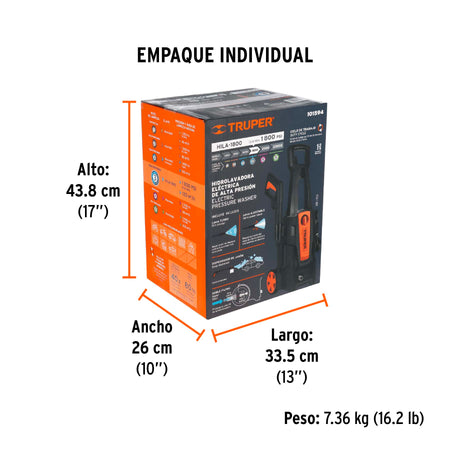 Hidrolavadora electrica 1800 PSI Truper