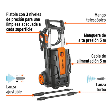 Hidrolavadora electrica 2000 PSI Truper