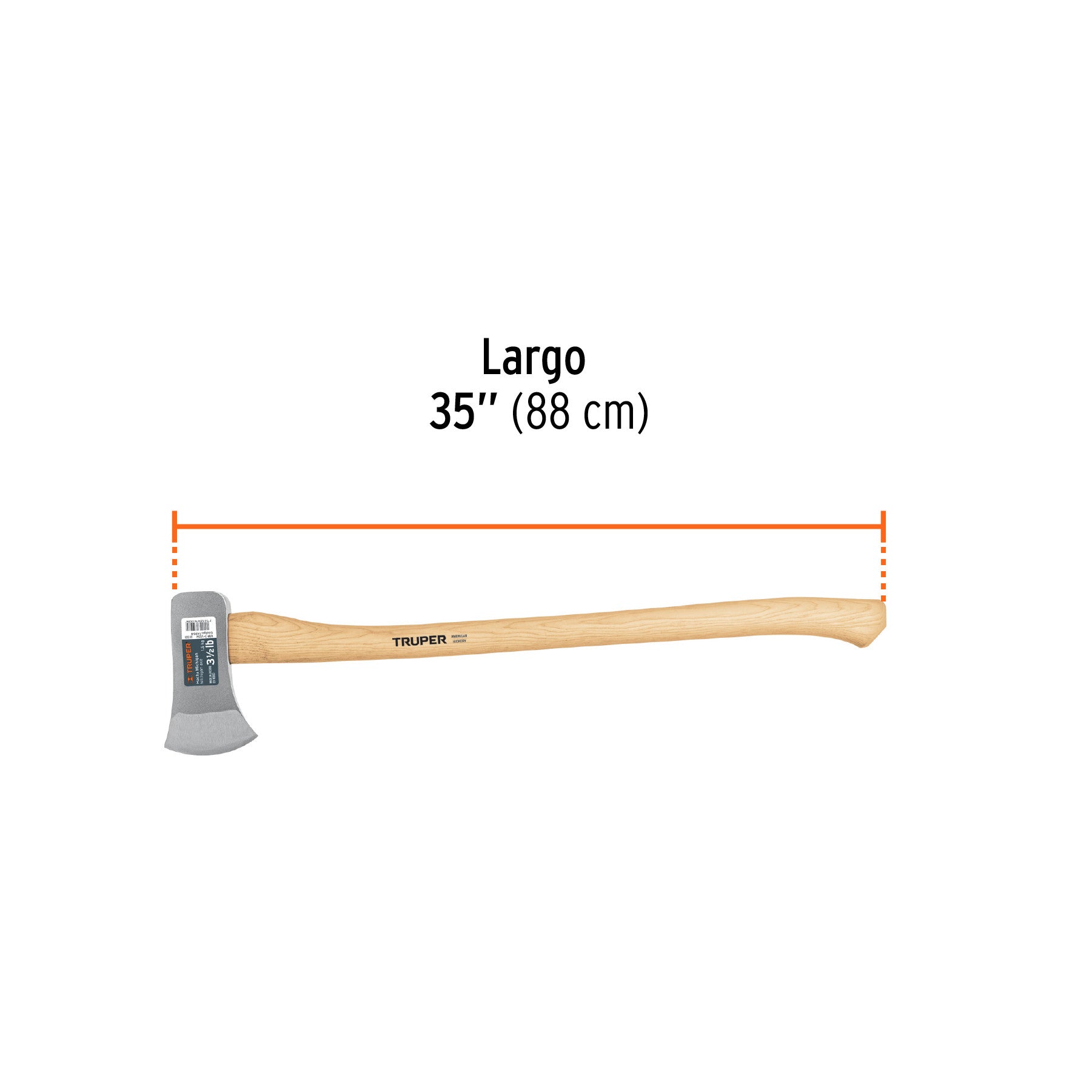 Hacha Michigan 3-1/2 lb, mango de hickory 34', Truper