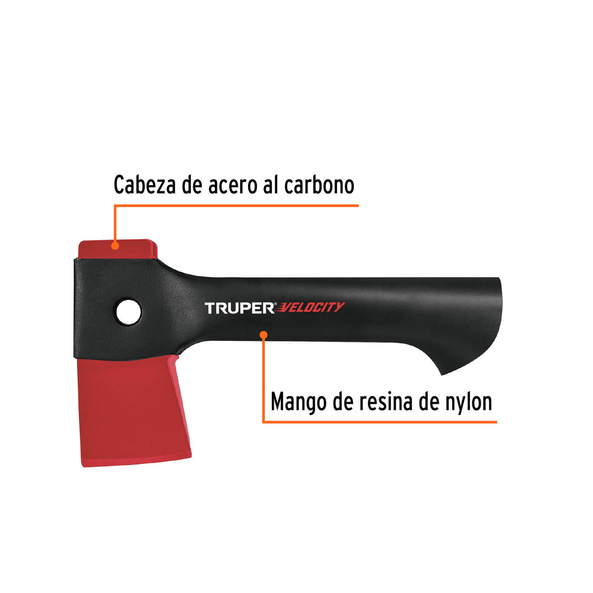 Hacha cazadora 1 lb mango de nylon de 9', Truper Velocity