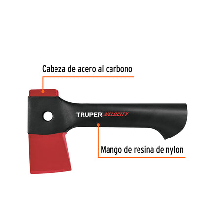 Hacha cazadora 1 lb mango de nylon de 9', Truper Velocity