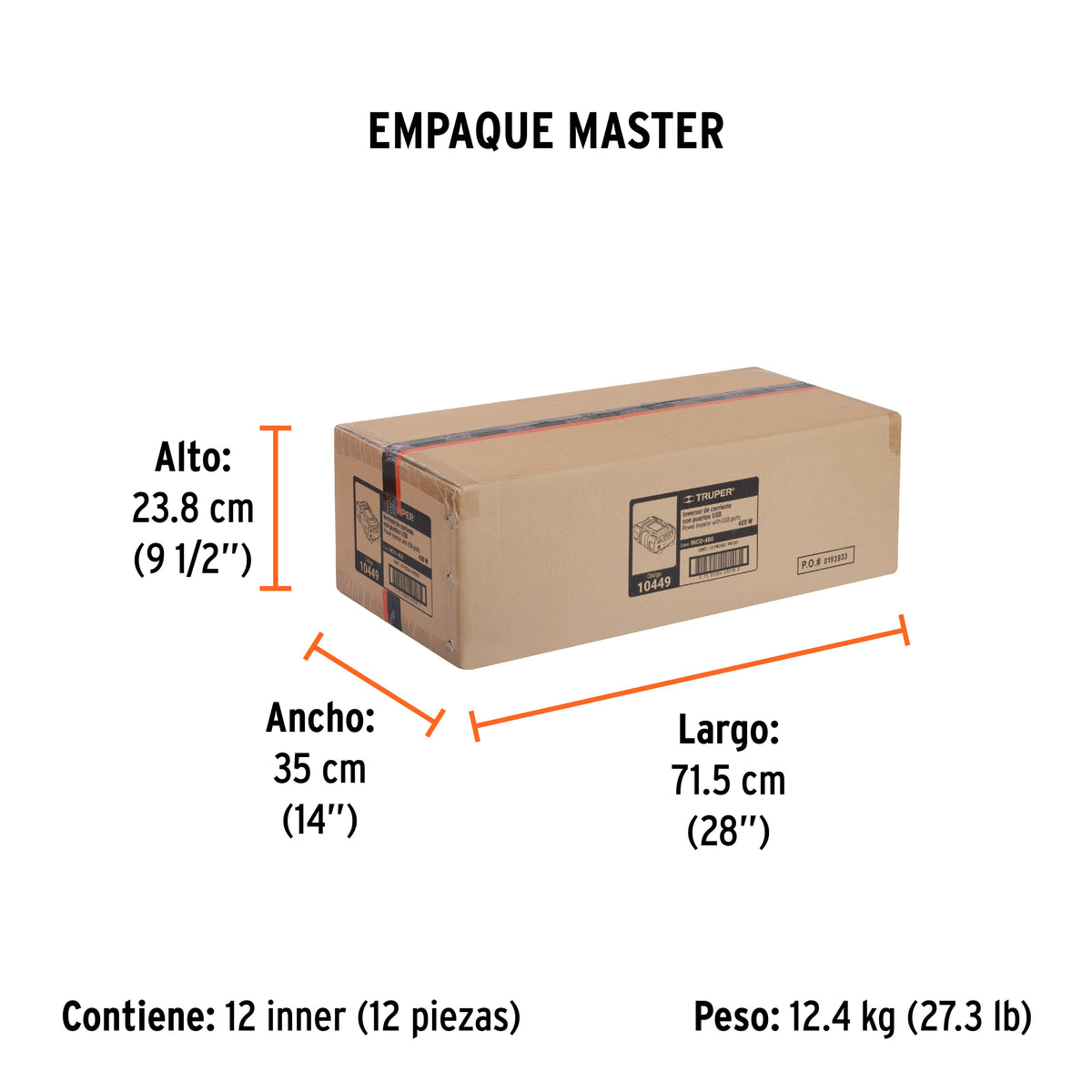 Inversor de corriente de con puertos USB Truper 400W