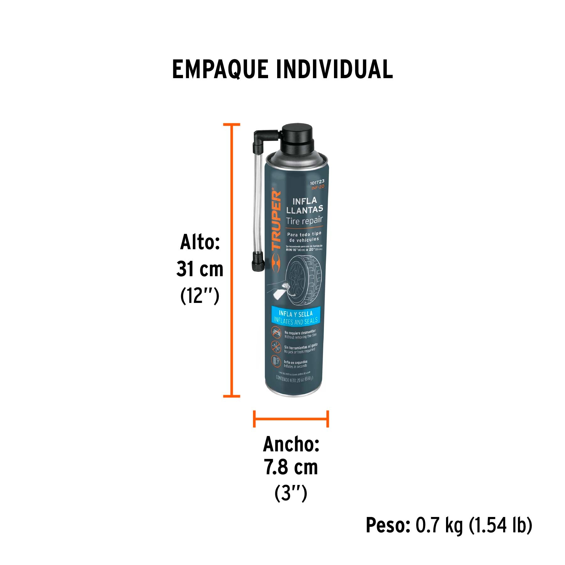 Inflallantas de 20 oz (550 g), Truper
