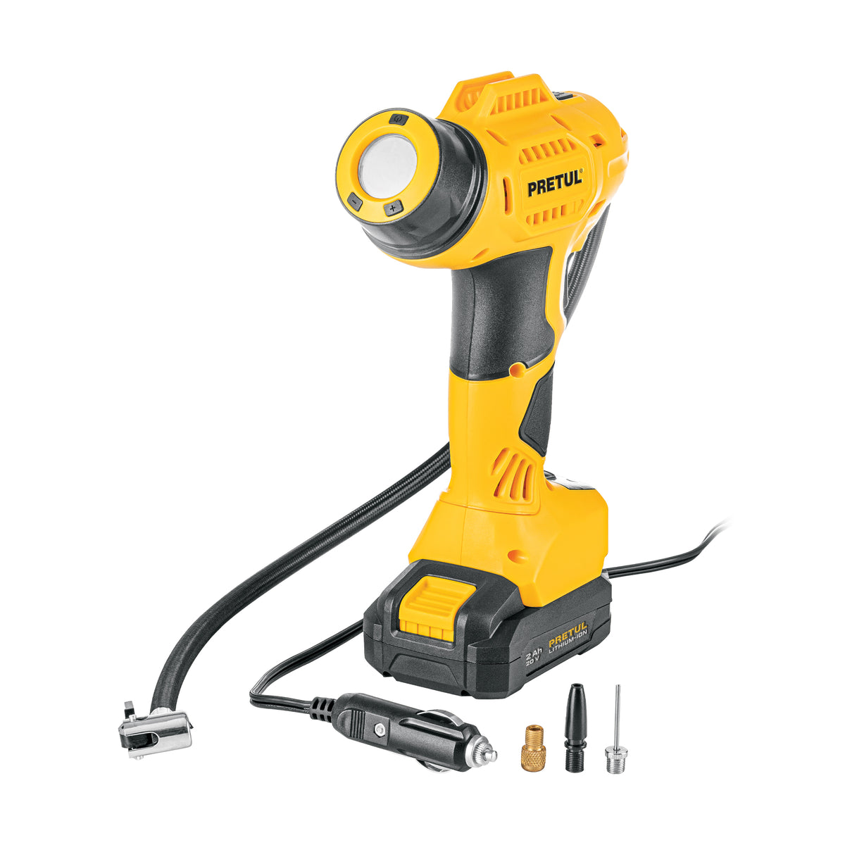 Inflador inalambrico portatil 20 V para auto PRETUL