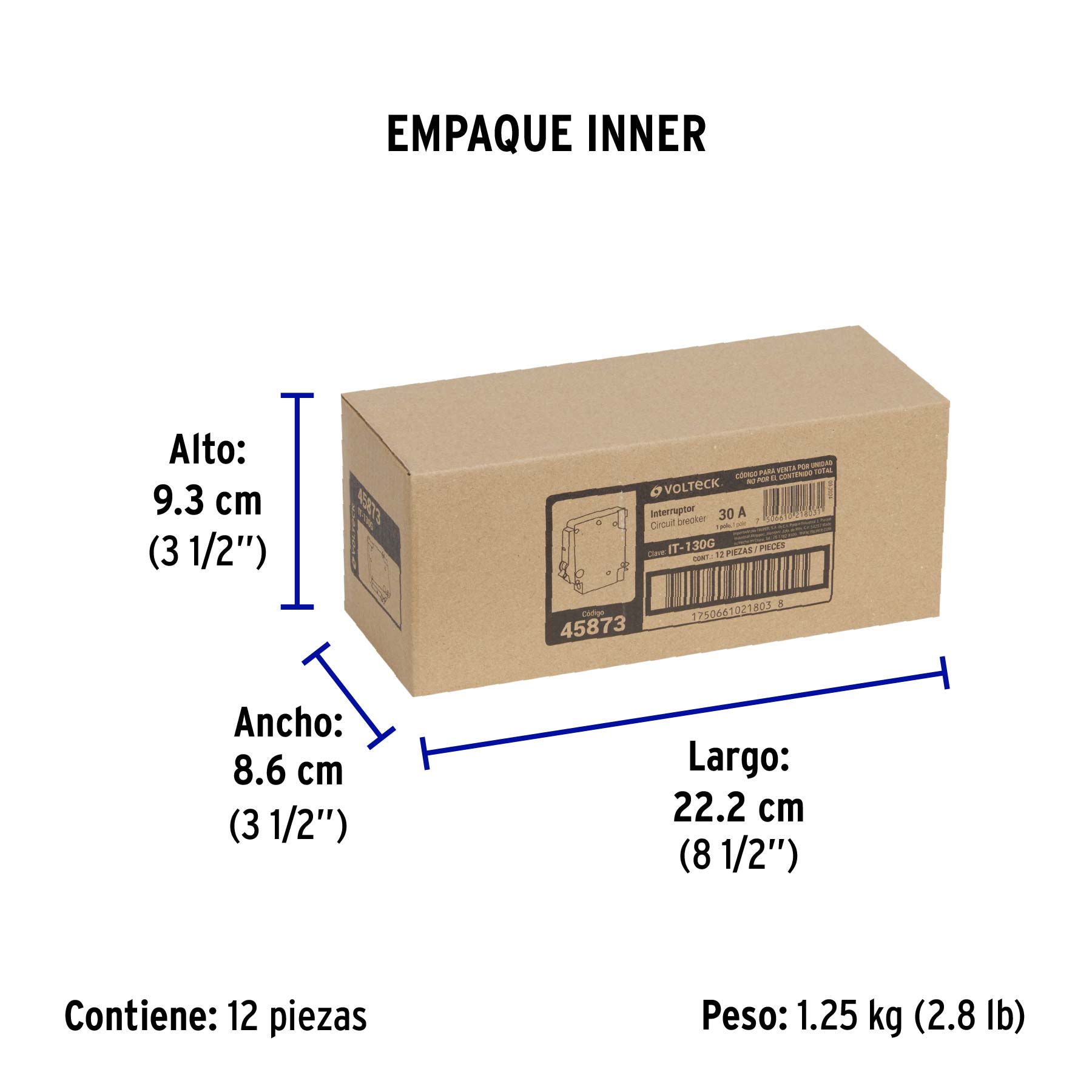 Interruptor de 1 polo enchufable a granel VOLTECK 30A