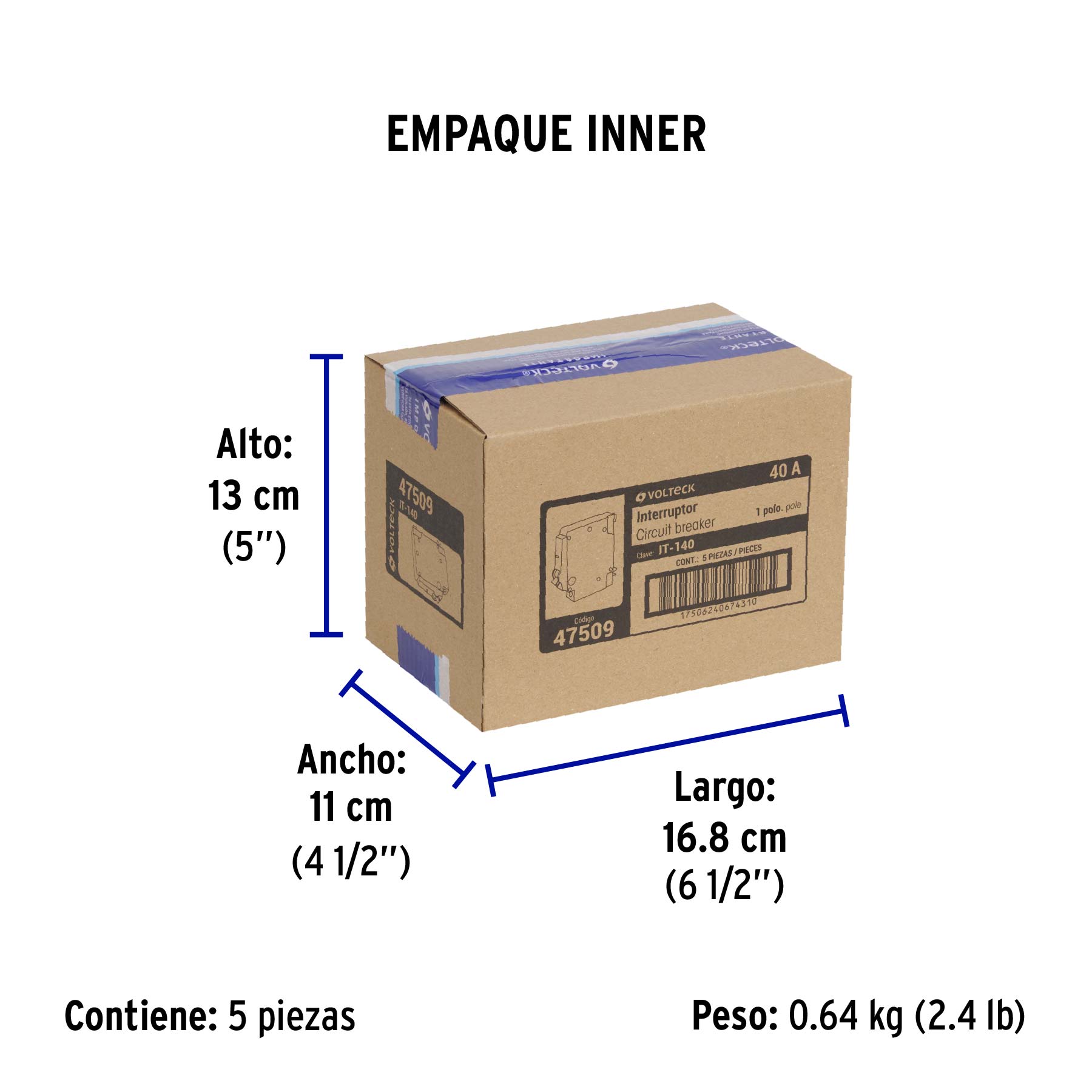 Interruptor de 1 polo 40A, enchufable, VOLTECK