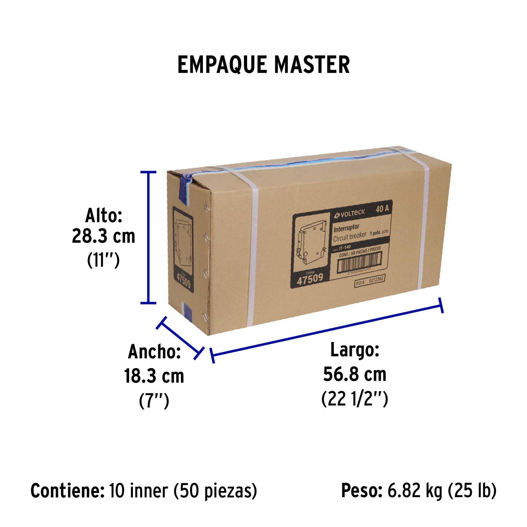 Interruptor de 1 polo 40A, enchufable, VOLTECK
