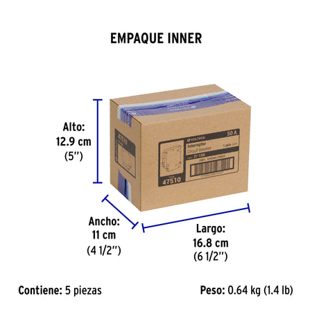 Interruptor de 1 polo 50A, enchufable, VOLTECK