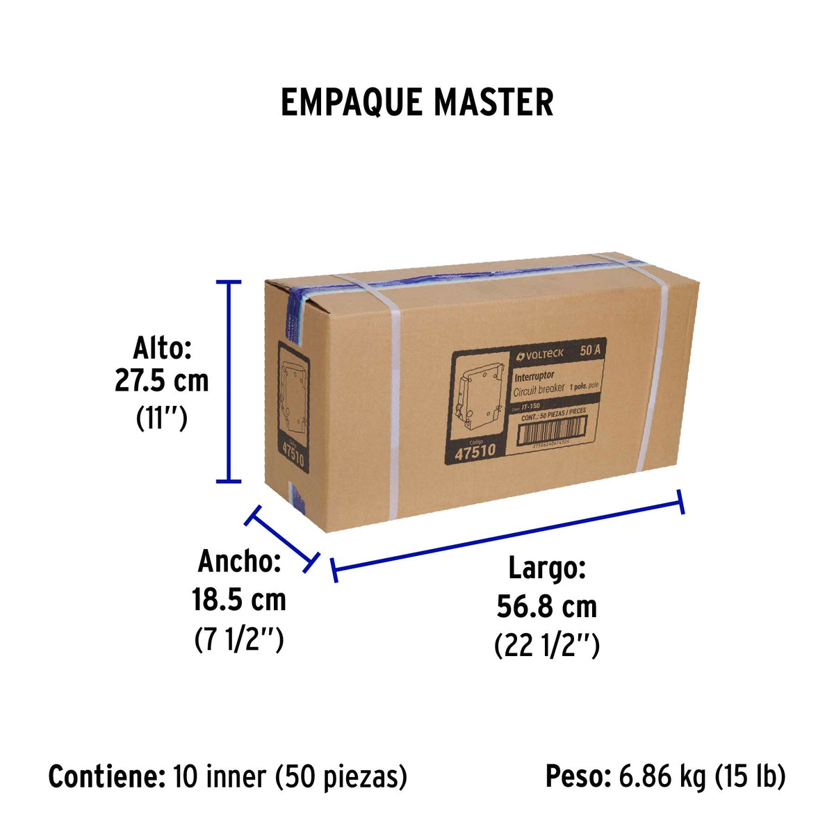 Interruptor de 1 polo 50A, enchufable, VOLTECK
