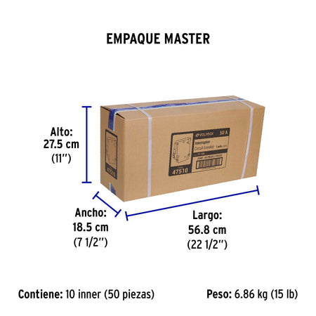 Interruptor de 1 polo 50A, enchufable, VOLTECK
