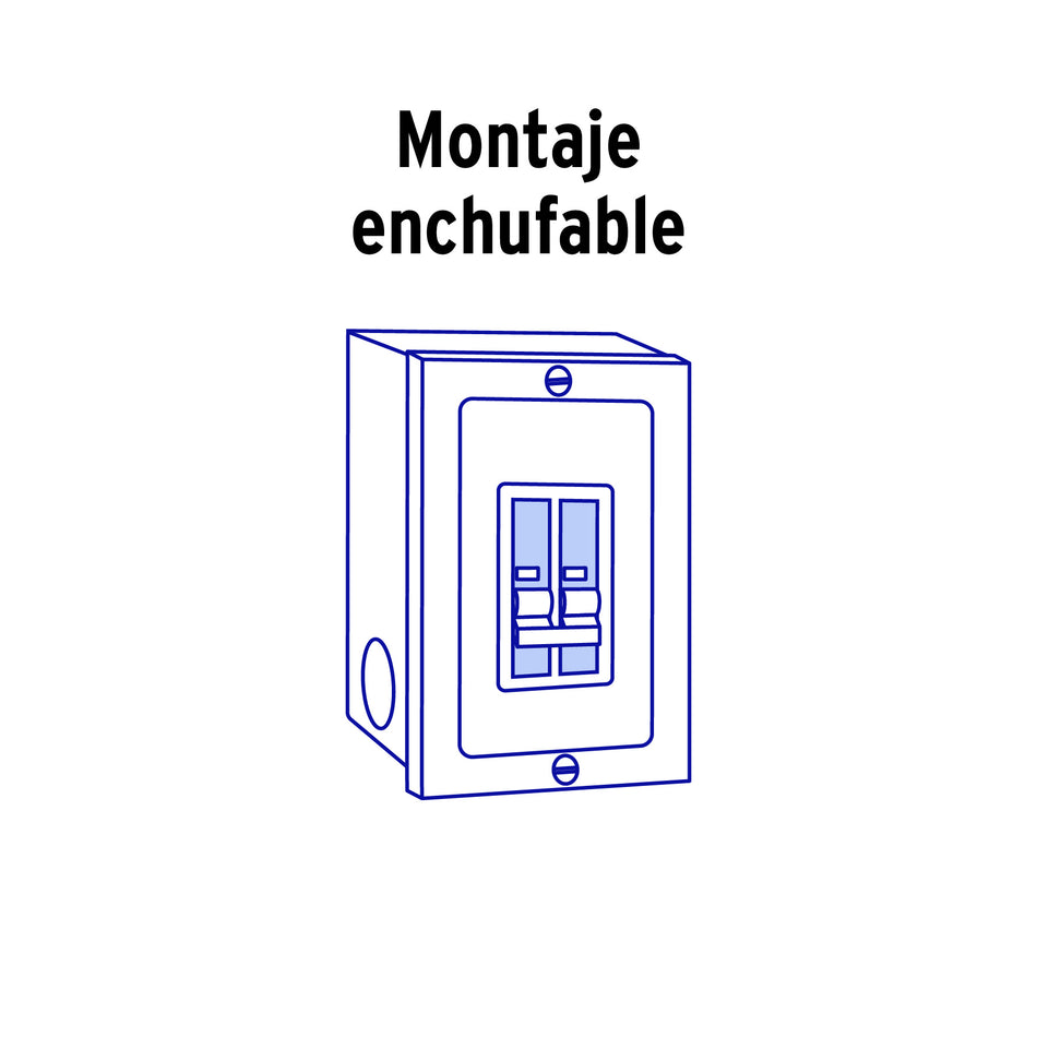 Interruptor de 2 polos 15A, enchufable, a granel, VOLTECK