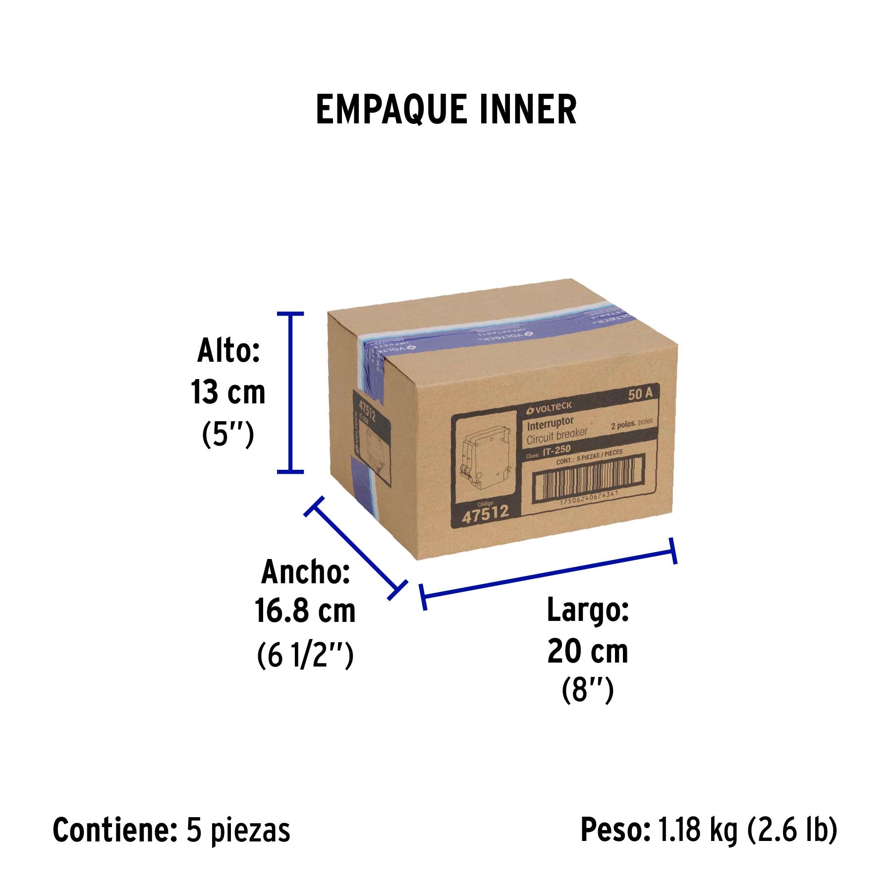 Interruptor de 2 polos 50A, enchufable, VOLTECK