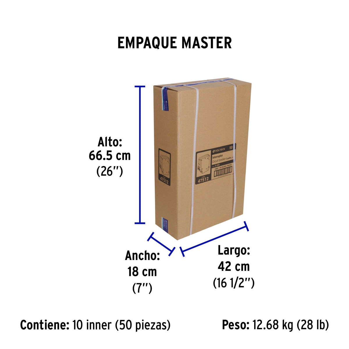 Interruptor de 2 polos 50A, enchufable, VOLTECK