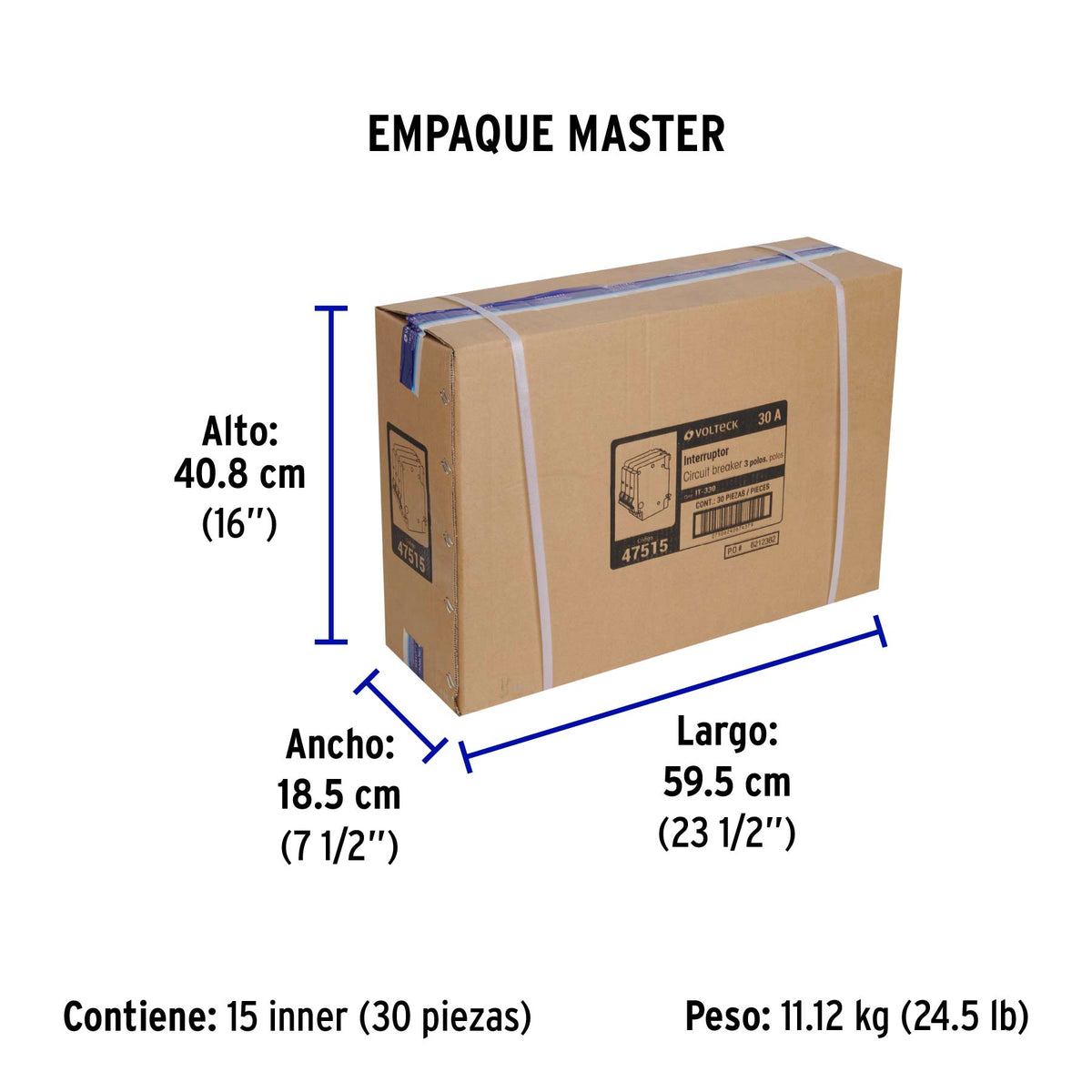 Interruptor de 3 polos 30A, enchufable, VOLTECK