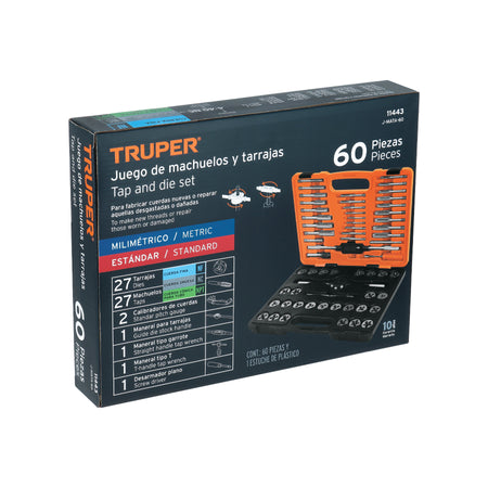 Juego de 60 piezas de machuelos y tarrajas, Truper