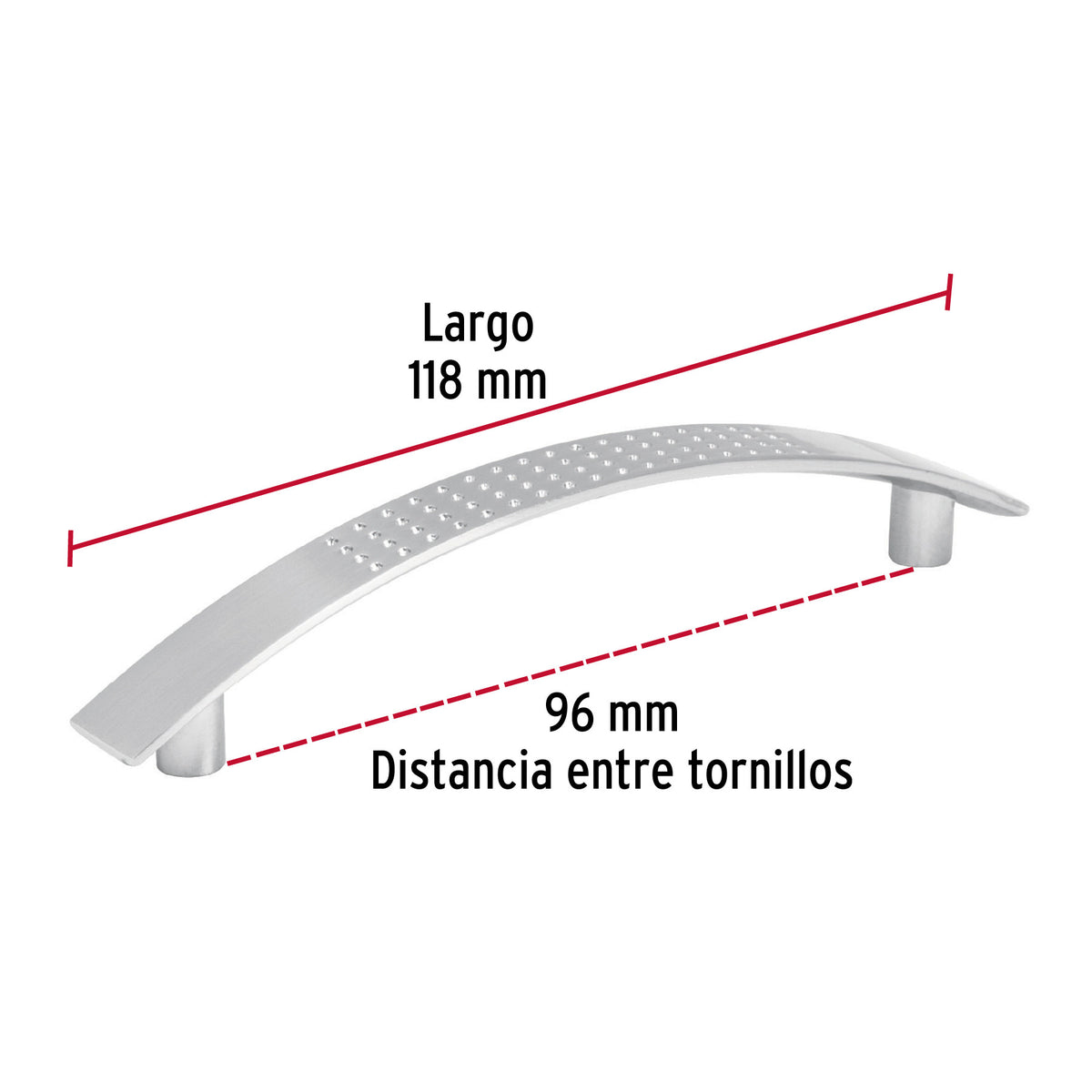 Jaladera de 96mm, línea Contempo, níquel, HERMEX 96mm