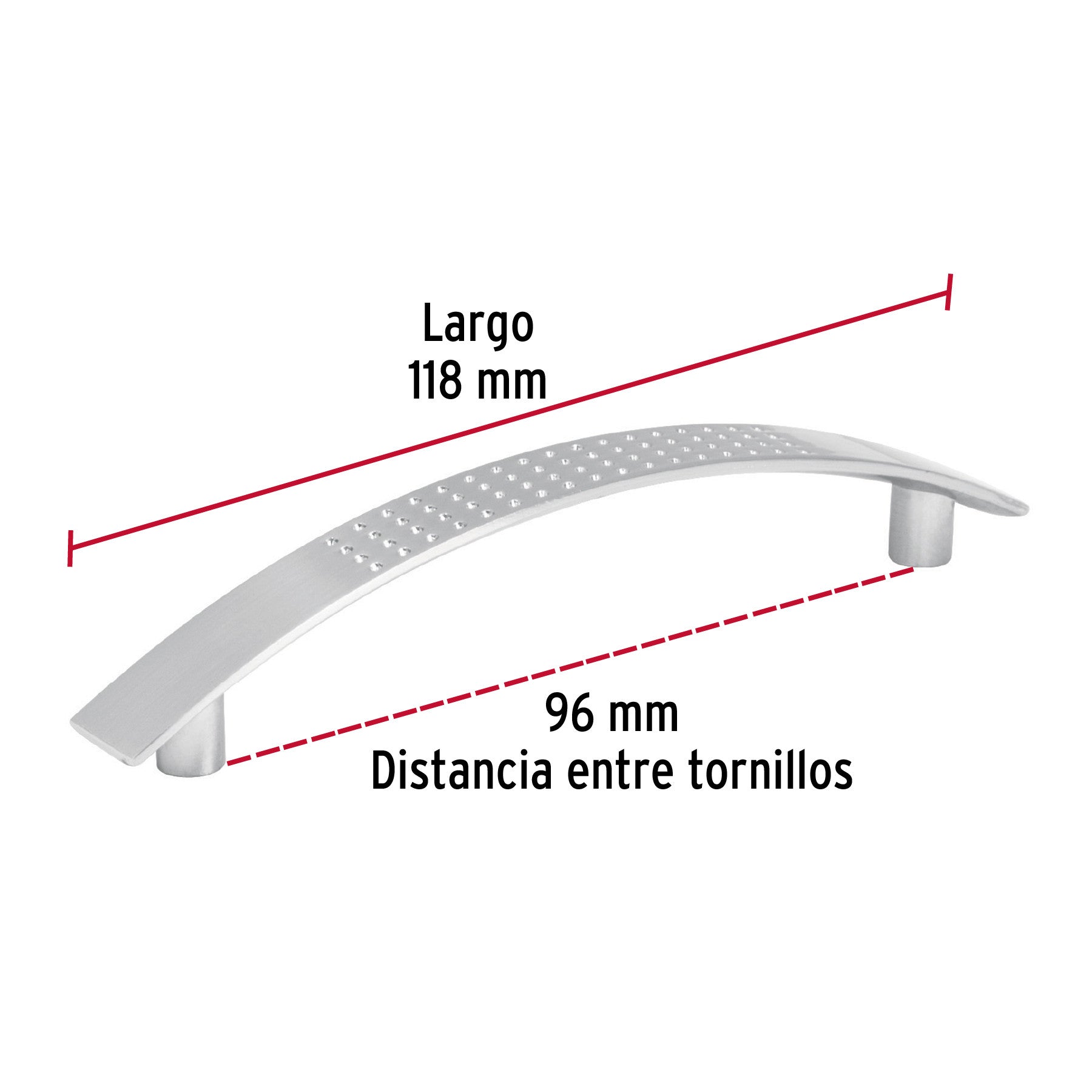Jaladera de 96mm, línea Contempo, níquel, HERMEX 96mm