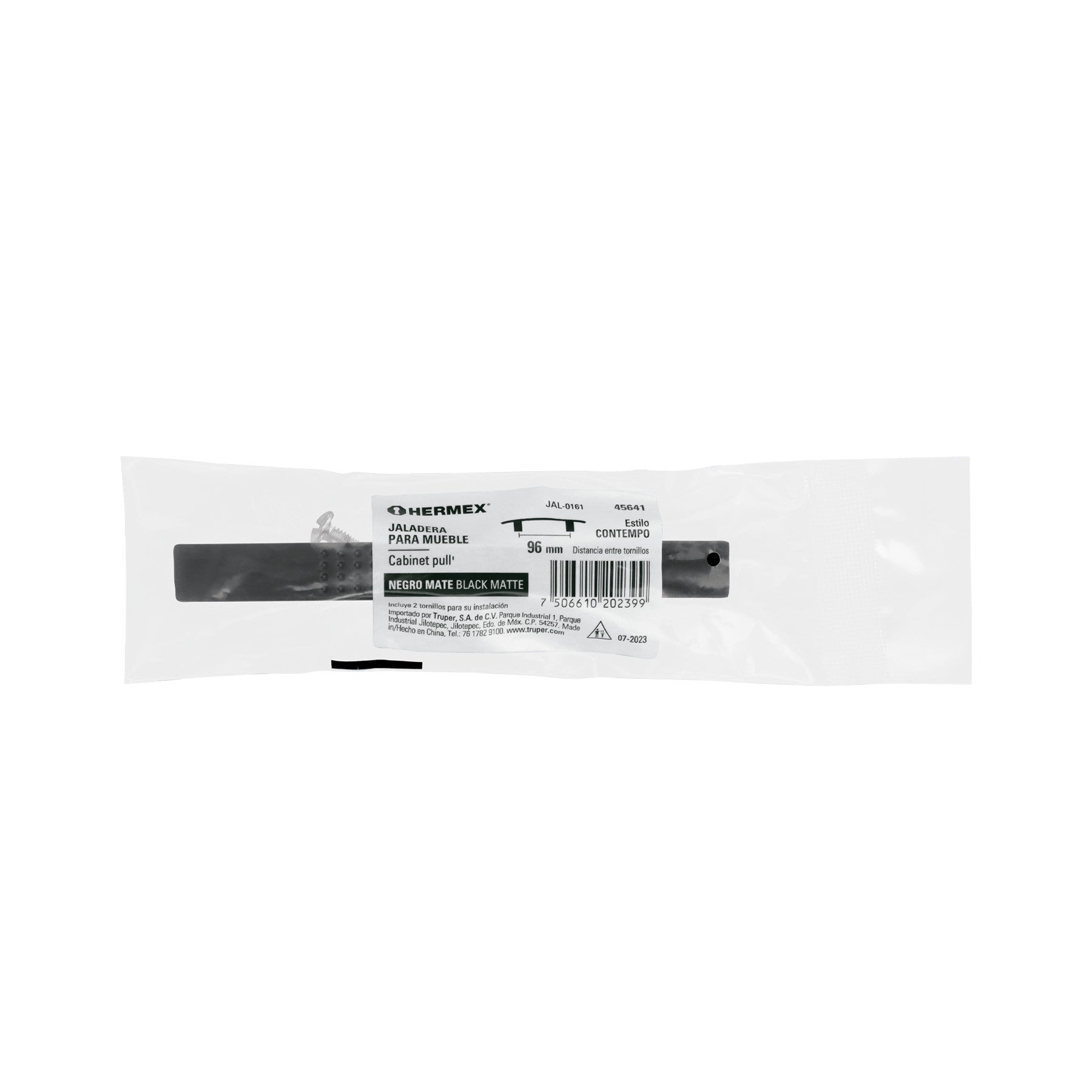 Jaladera de 96mm, línea Contempo, negro, HERMEX 96mm, negro