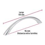Jaladera de 96mm, línea Arco, níquel, HERMEX 96mm