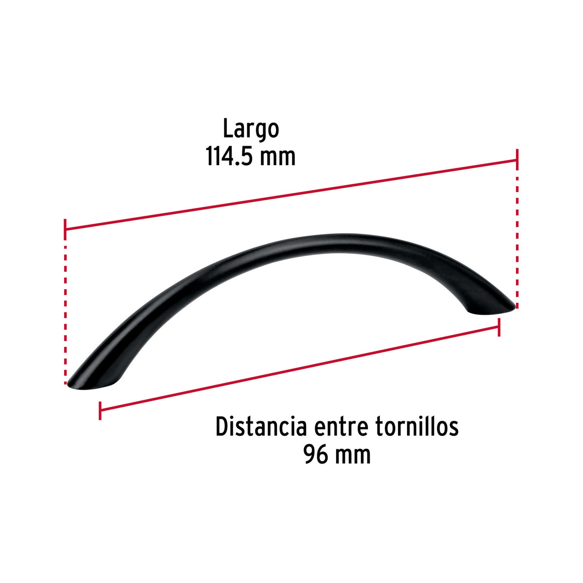 Jaladera de 96mm, línea Arco, negro, HERMEX 96mm, negro
