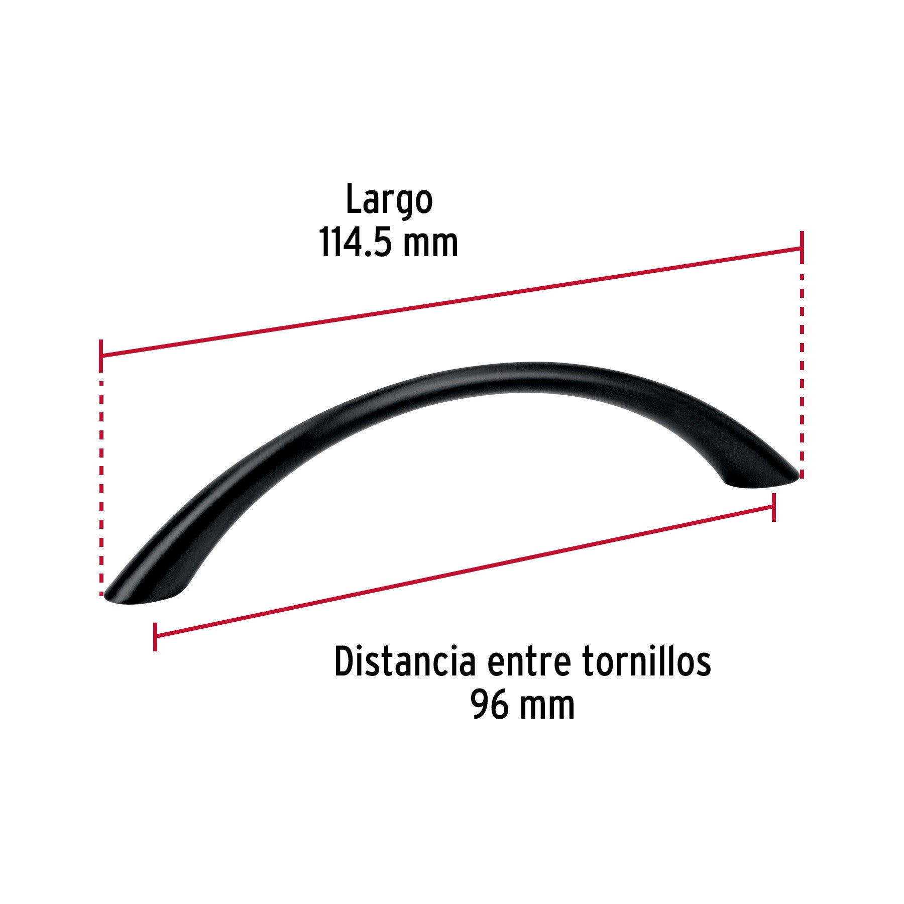 Jaladera de 96mm, línea Arco, negro, HERMEX 96mm, negro