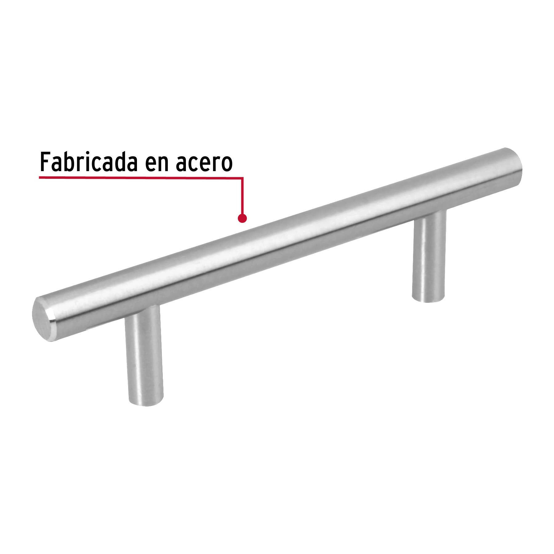 Jaladera de acero, 96mm, línea Cilindro, níquel, HERMEX 96mm