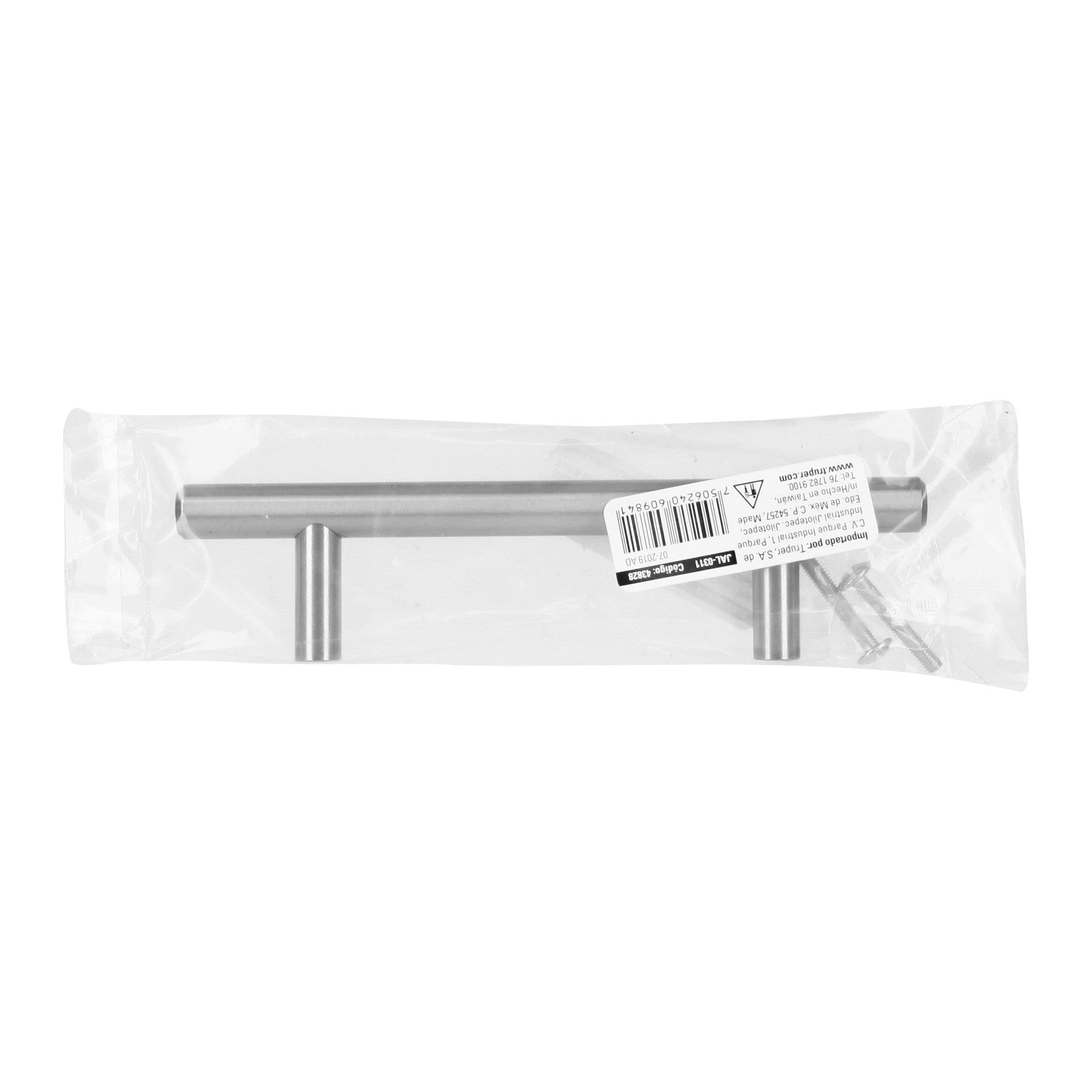 Jaladera de acero, 96mm, línea Cilindro, níquel, HERMEX 96mm
