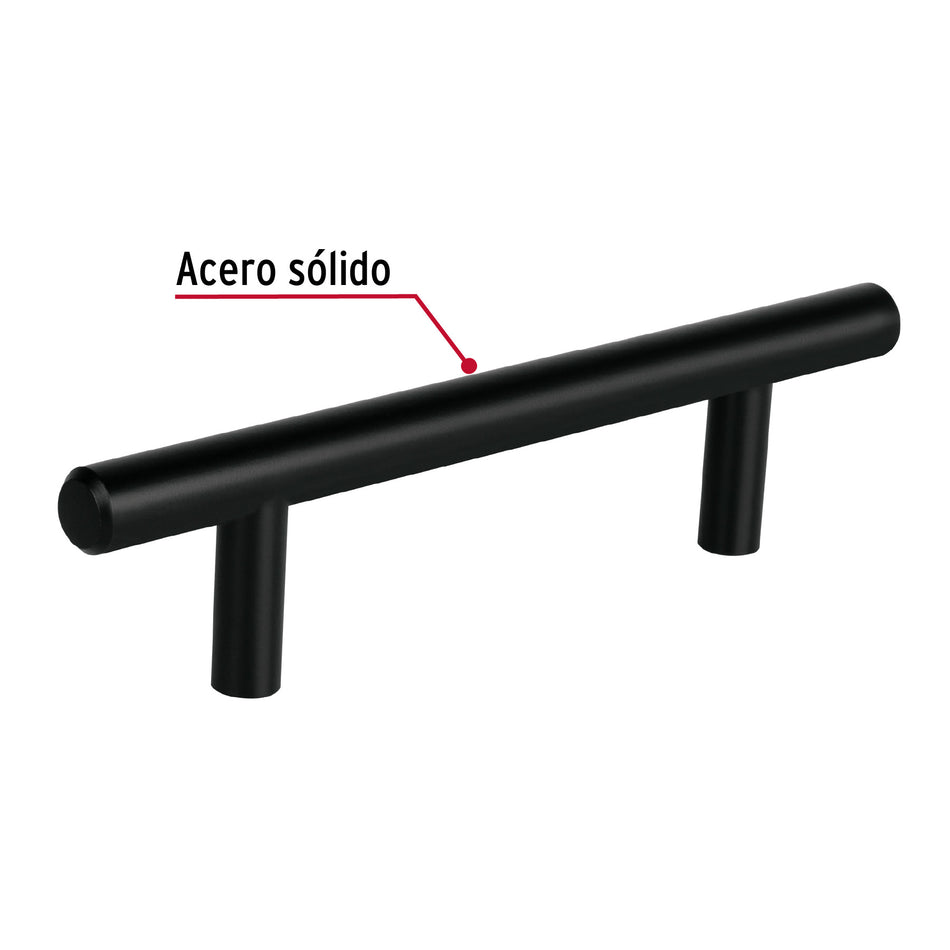 Jaladera de acero, 96mm, línea Cilindro, negro, HERMEX 96mm, negro