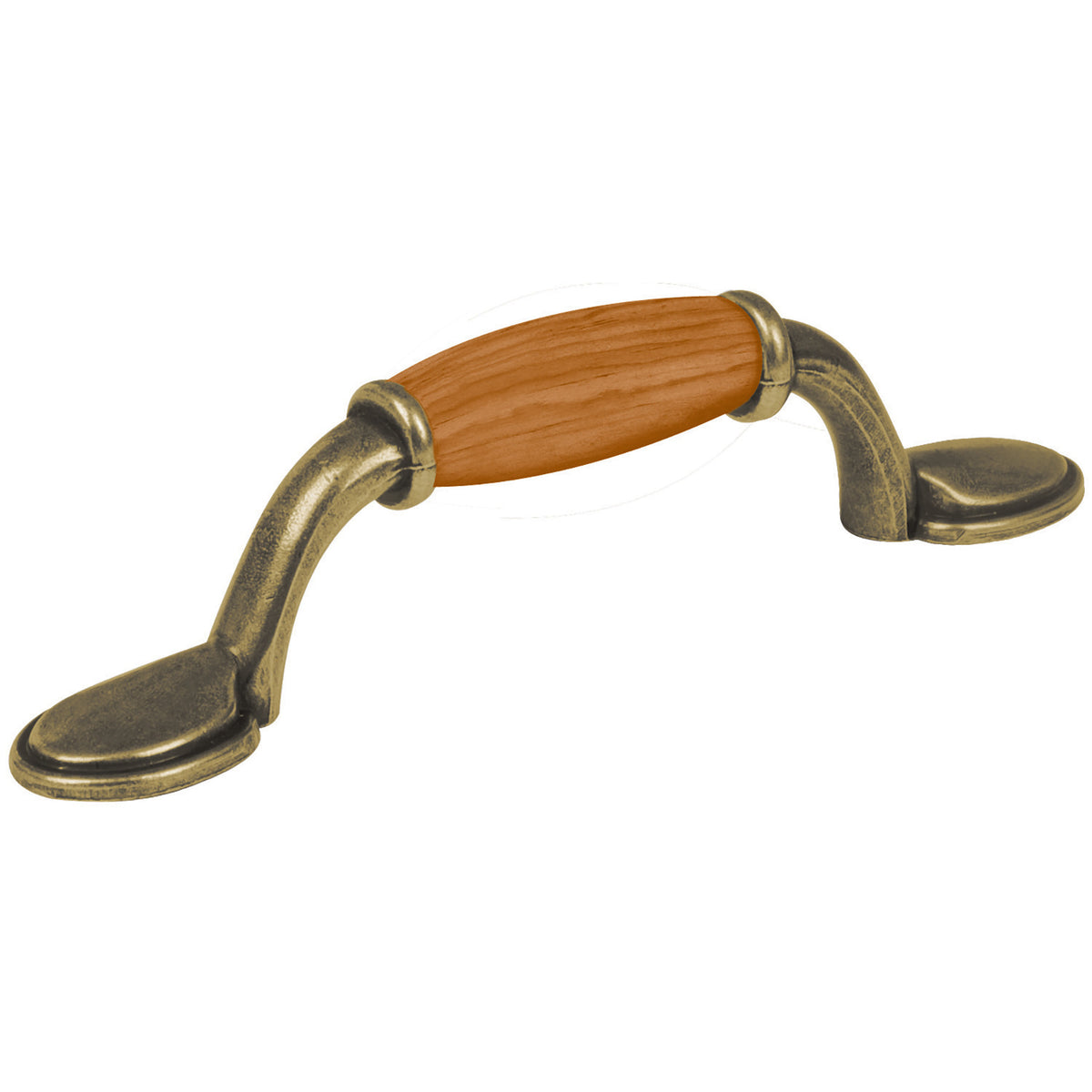 Jaladera metalica de 76mm laton antiguo inserto tipo madera