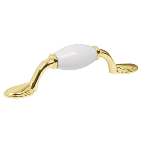 Jaladera metalica de 76 mm laton brillante inserto ceramico