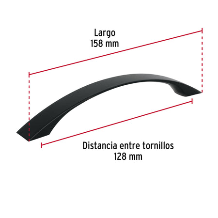 Jaladera de 128mm, línea Moderna, negro, HERMEX 128mm, negro