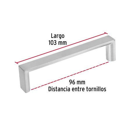 Jaladera de 96mm, línea Andamio, níquel, HERMEX 96mm