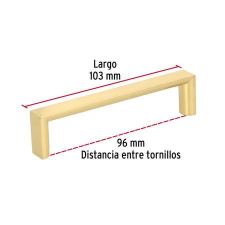 Jaladera de 96mm, línea Andamio, latón brillante, HERMEX 96mm, brillante
