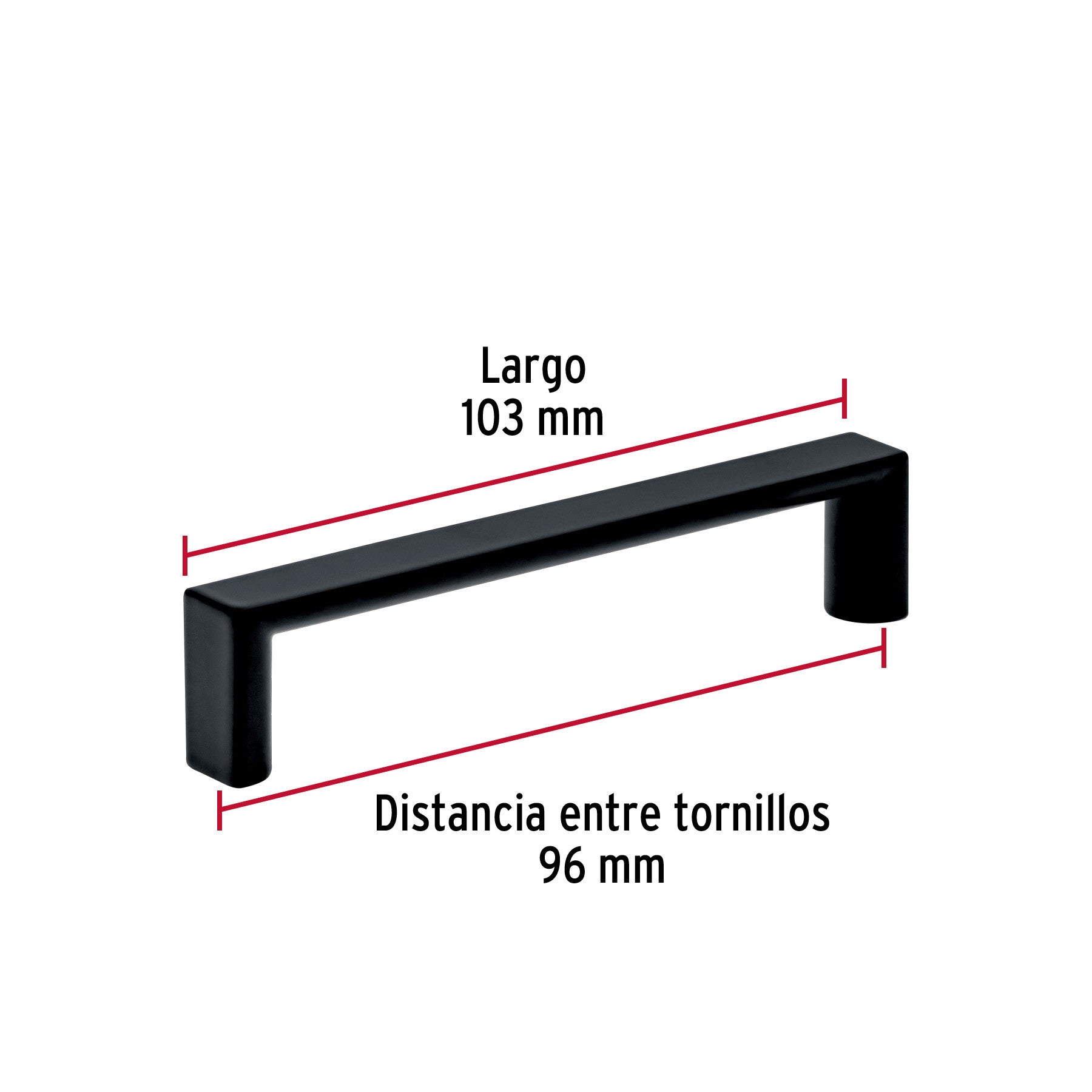 Jaladera de 96mm, línea Andamio, negro, HERMEX 96mm, negro
