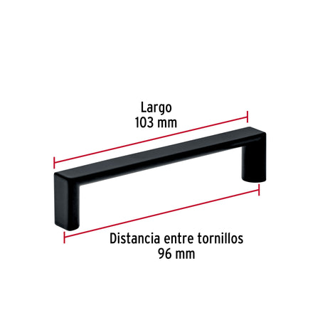 Jaladera de 96mm, línea Andamio, negro, HERMEX 96mm, negro