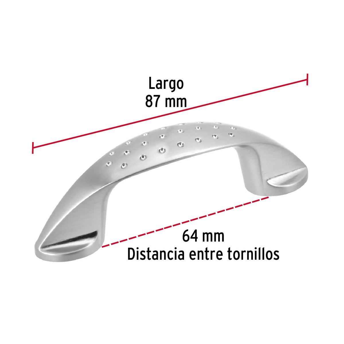 Jaladera de 64mm, línea Elipse, níquel, HERMEX 64mm