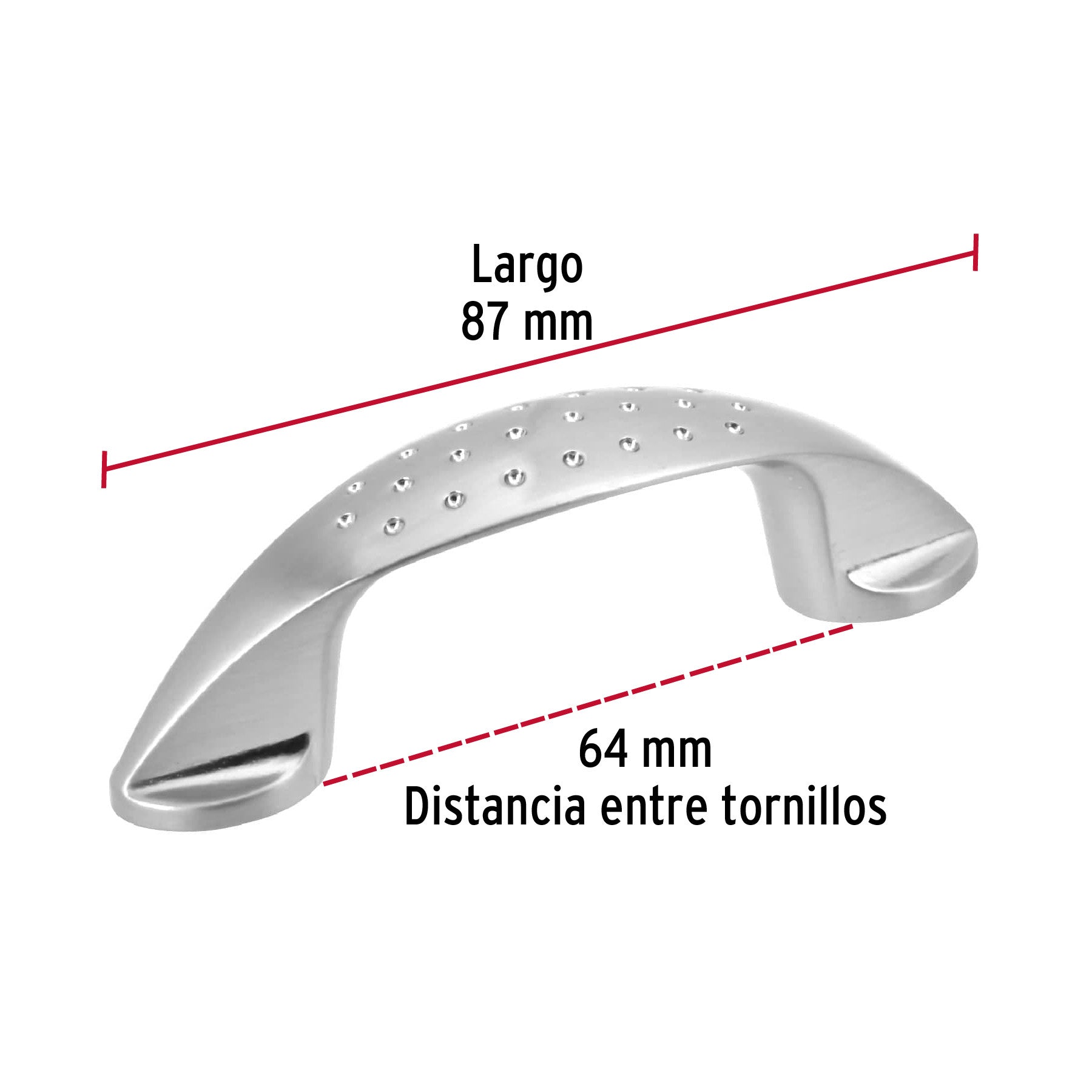 Jaladera de 64mm, línea Elipse, níquel, HERMEX 64mm
