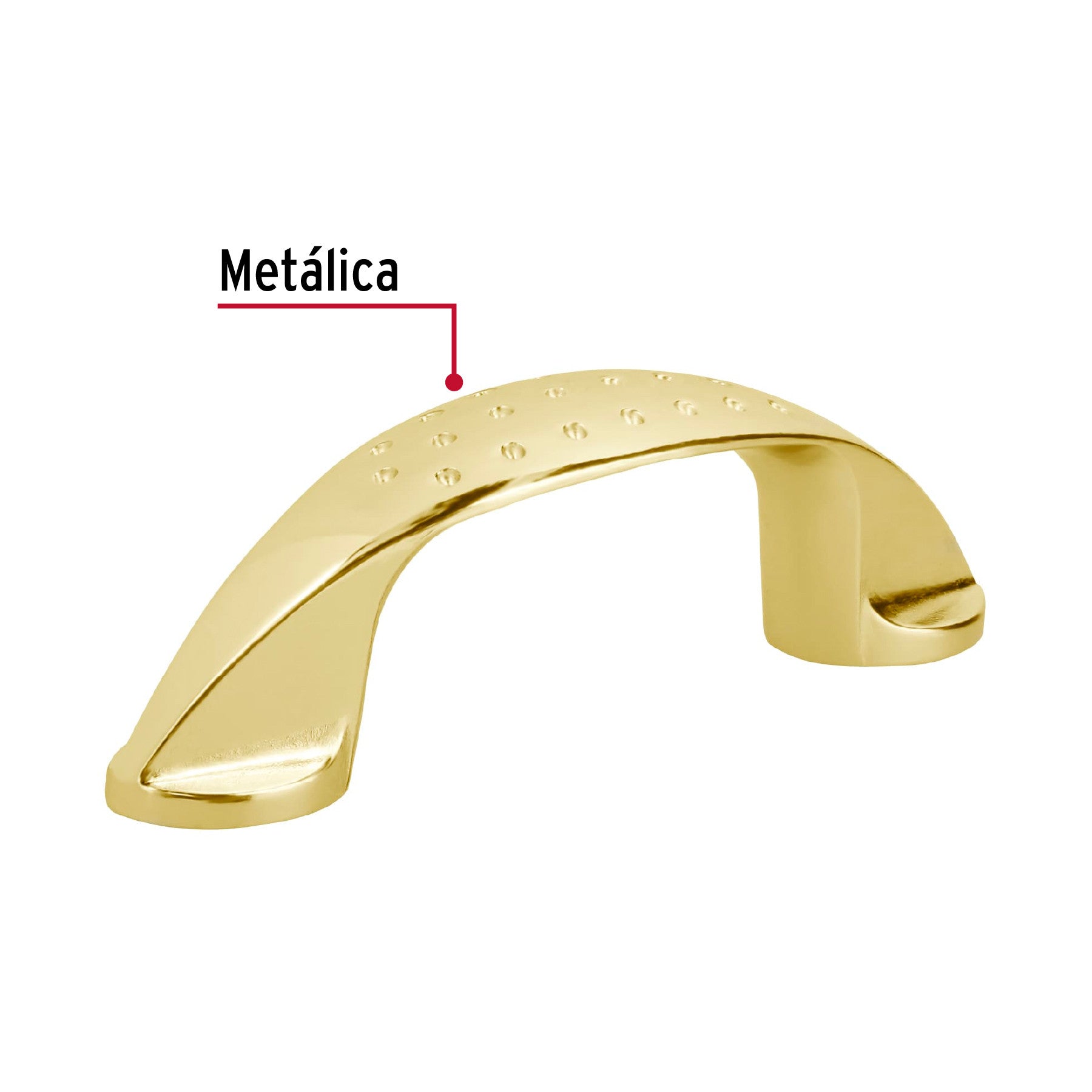 Jaladera de 64mm, línea Elipse, latón brillante, HERMEX 64mm, brillante