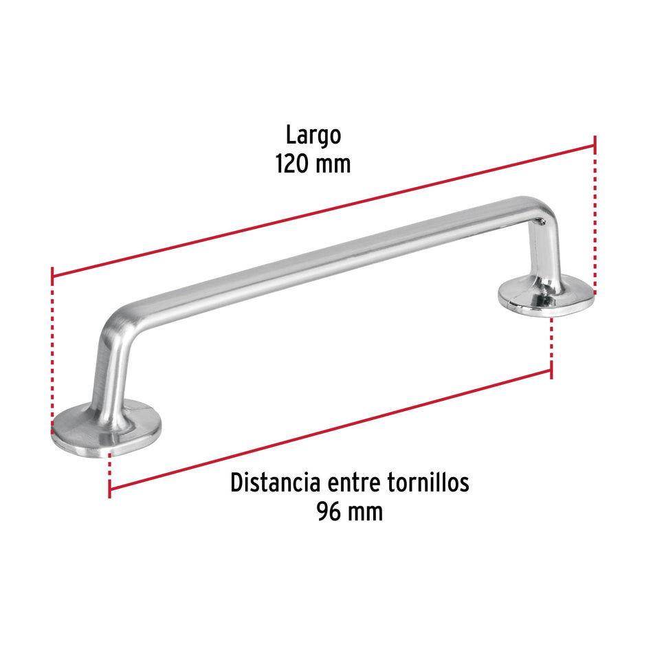 Jaladera de 96mm, línea Oviedo, níquel, HERMEX 96mm