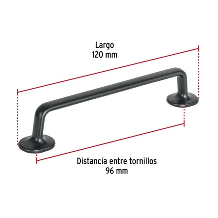 Jaladera de 96mm, línea Oviedo, negro, HERMEX 96mm, negro