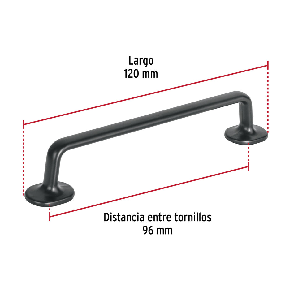 Jaladera de 96mm, línea Oviedo, negro, HERMEX 96mm, negro