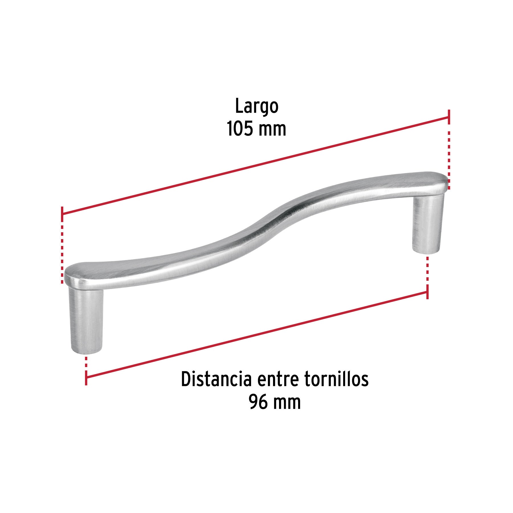 Jaladera de 96mm, línea Toledo, níquel, HERMEX 96mm