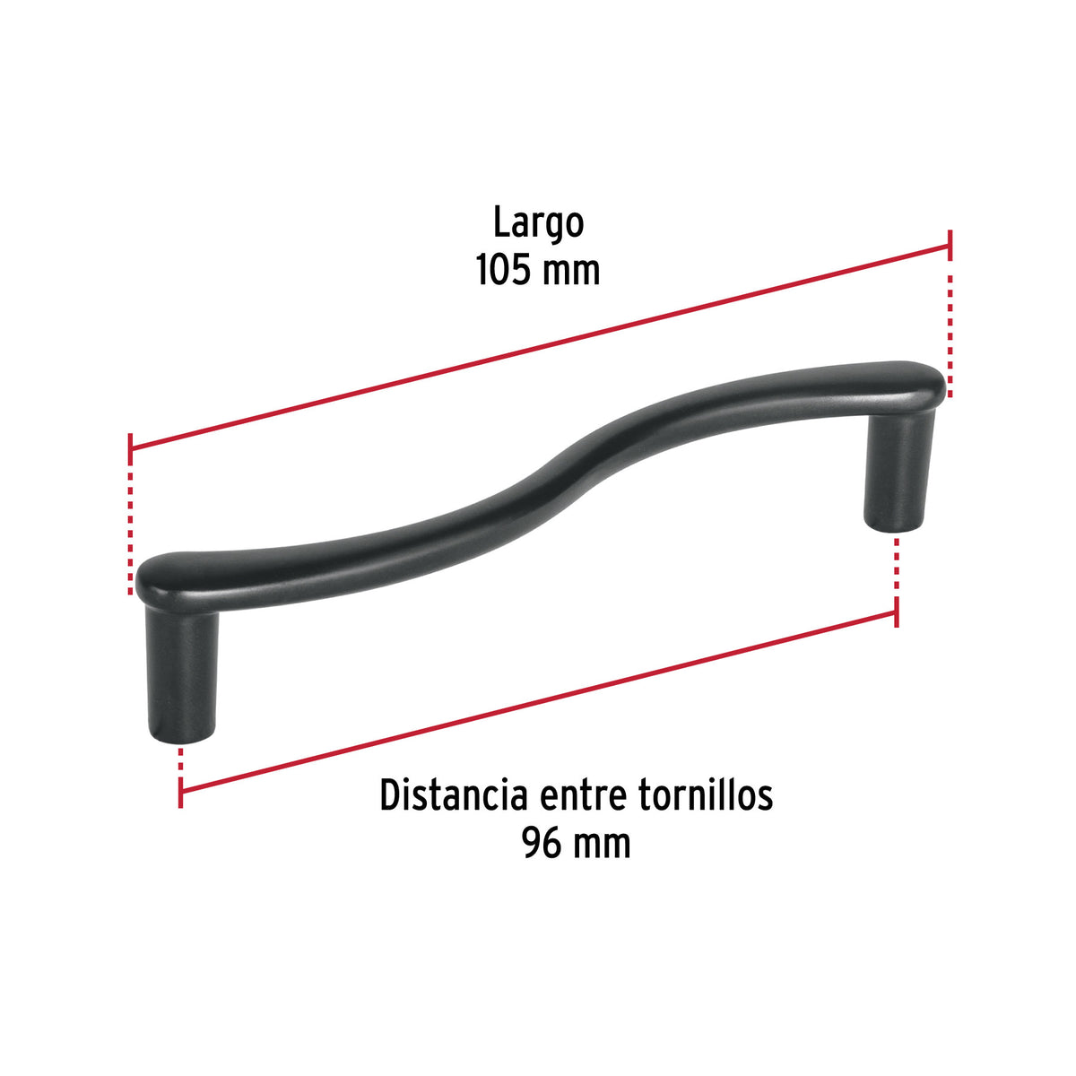Jaladera de 96mm, línea Toledo, negro, HERMEX 96mm, negro