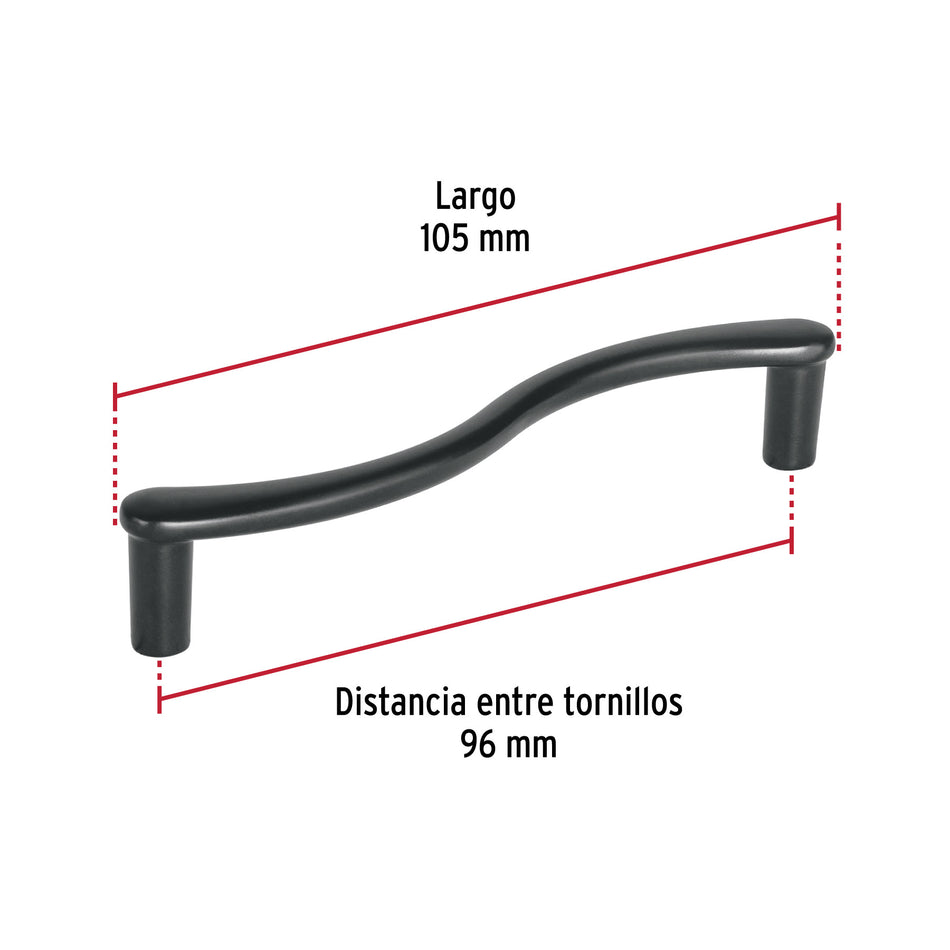 Jaladera de 96mm, línea Toledo, negro, HERMEX 96mm, negro