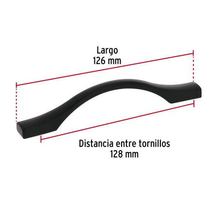 Jaladera de 96mm, línea Segovia, negro, HERMEX 96mm, negro