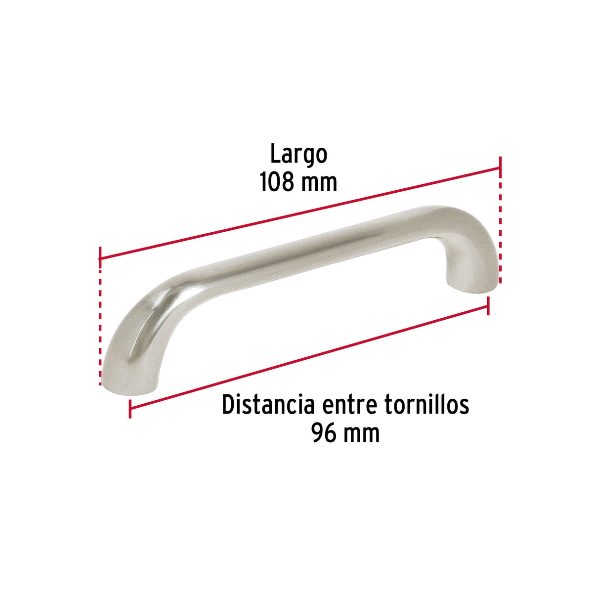 Jaladera de 96mm, línea Cádiz, níquel, HERMEX 96mm