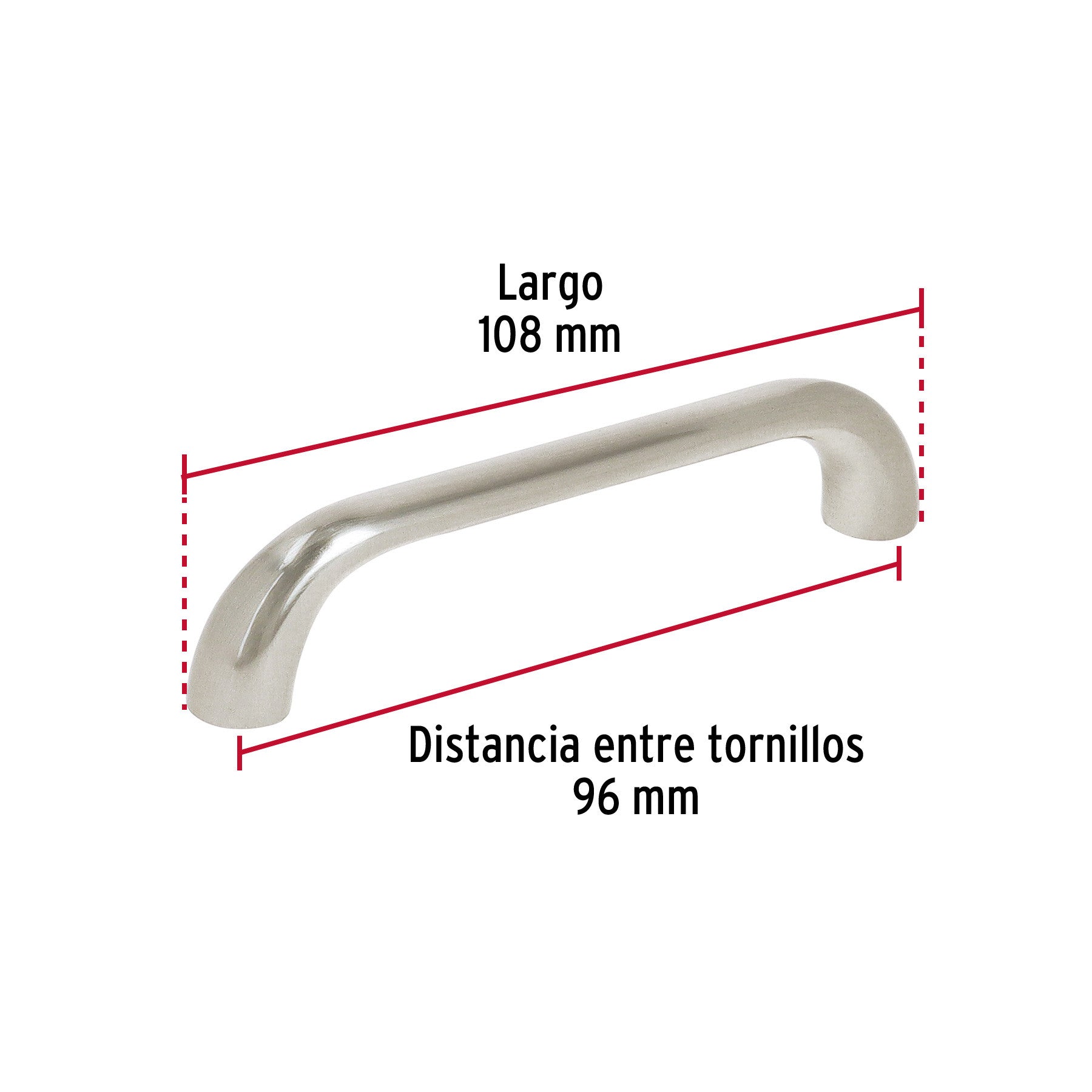 Jaladera de 96mm, línea Cádiz, níquel, HERMEX 96mm
