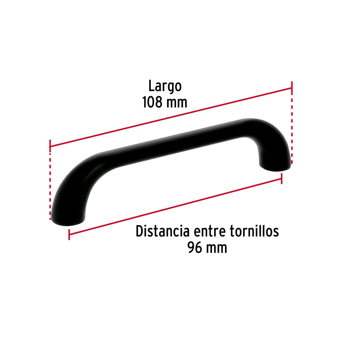 Jaladera de 96mm,, línea Cádiz, negro, HERMEX