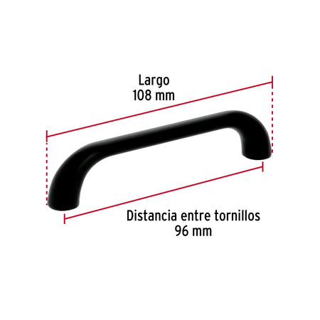 Jaladera de 96mm,, línea Cádiz, negro, HERMEX