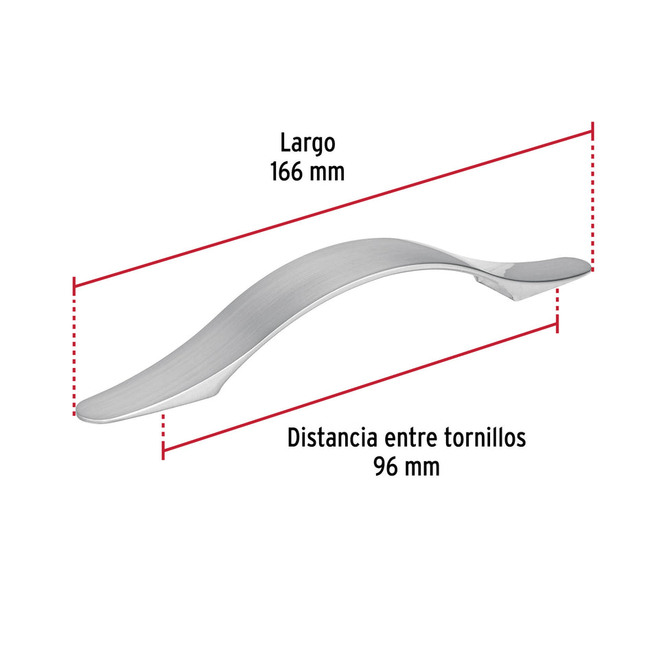 Jaladera de 96mm, línea Burgos, níquel, HERMEX 96mm